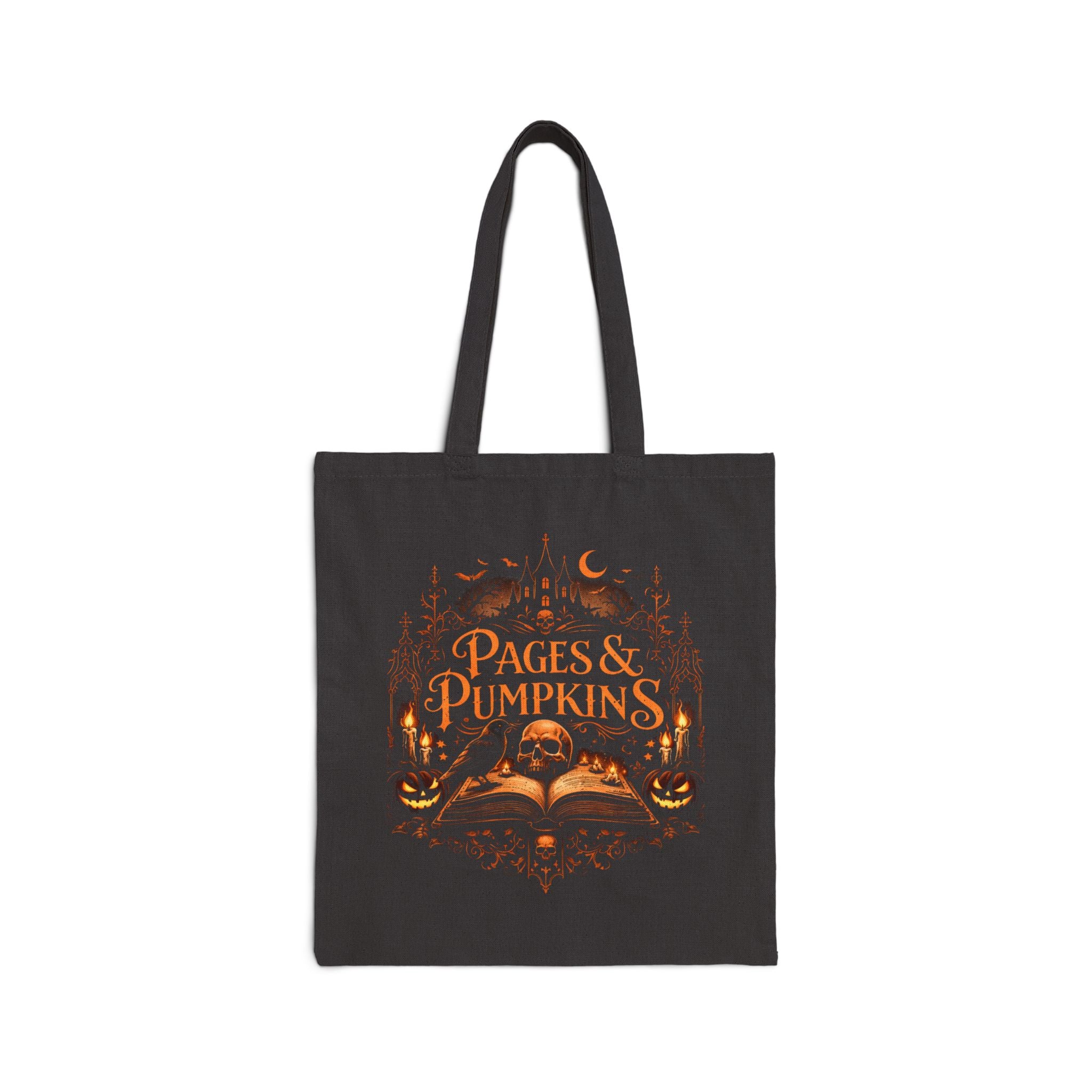 Pages & Pumpkins Light Tote Bag | Autumn reading, Halloween book lover design