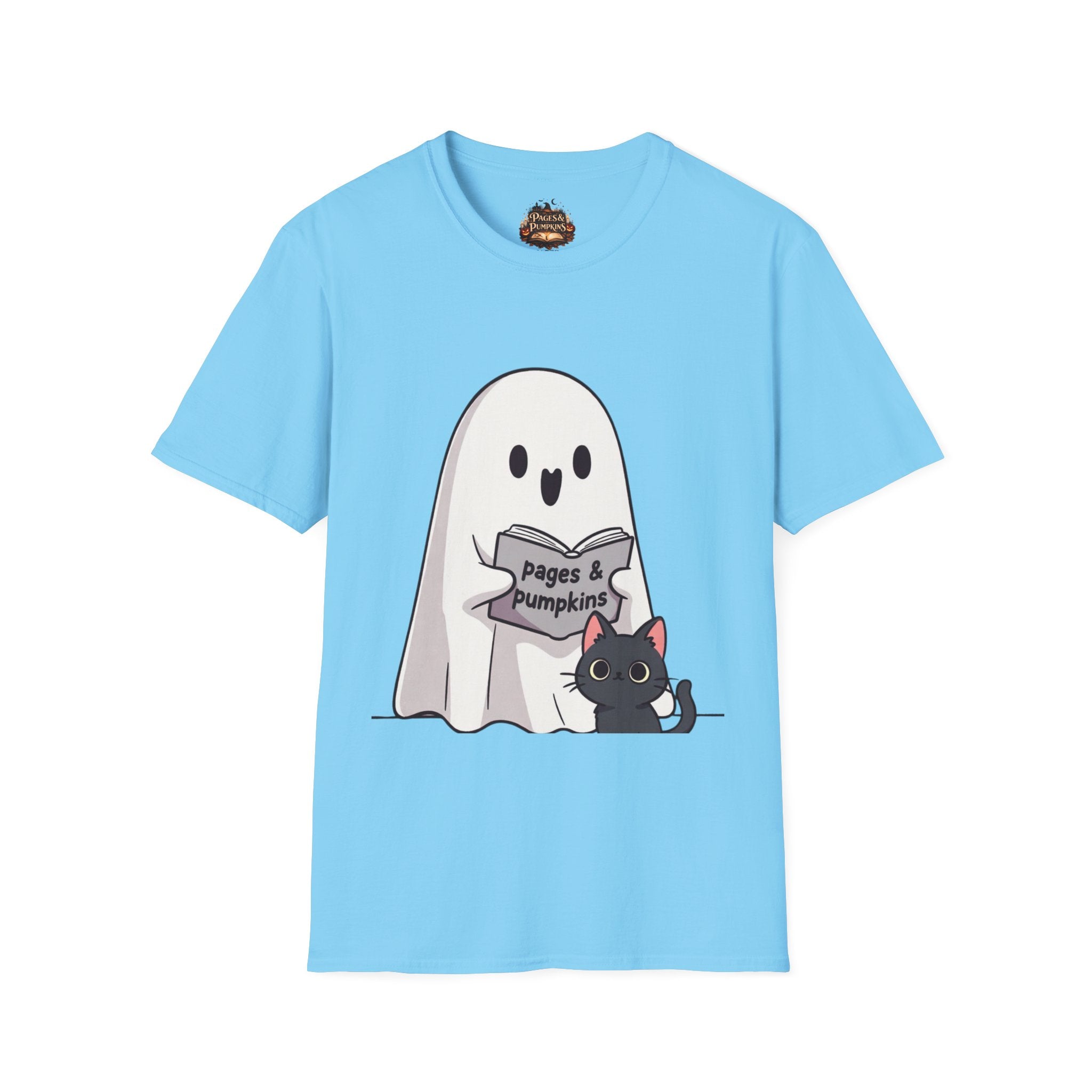Pages & Pumpkins Boo Cat T-Shirt | Halloween book lover