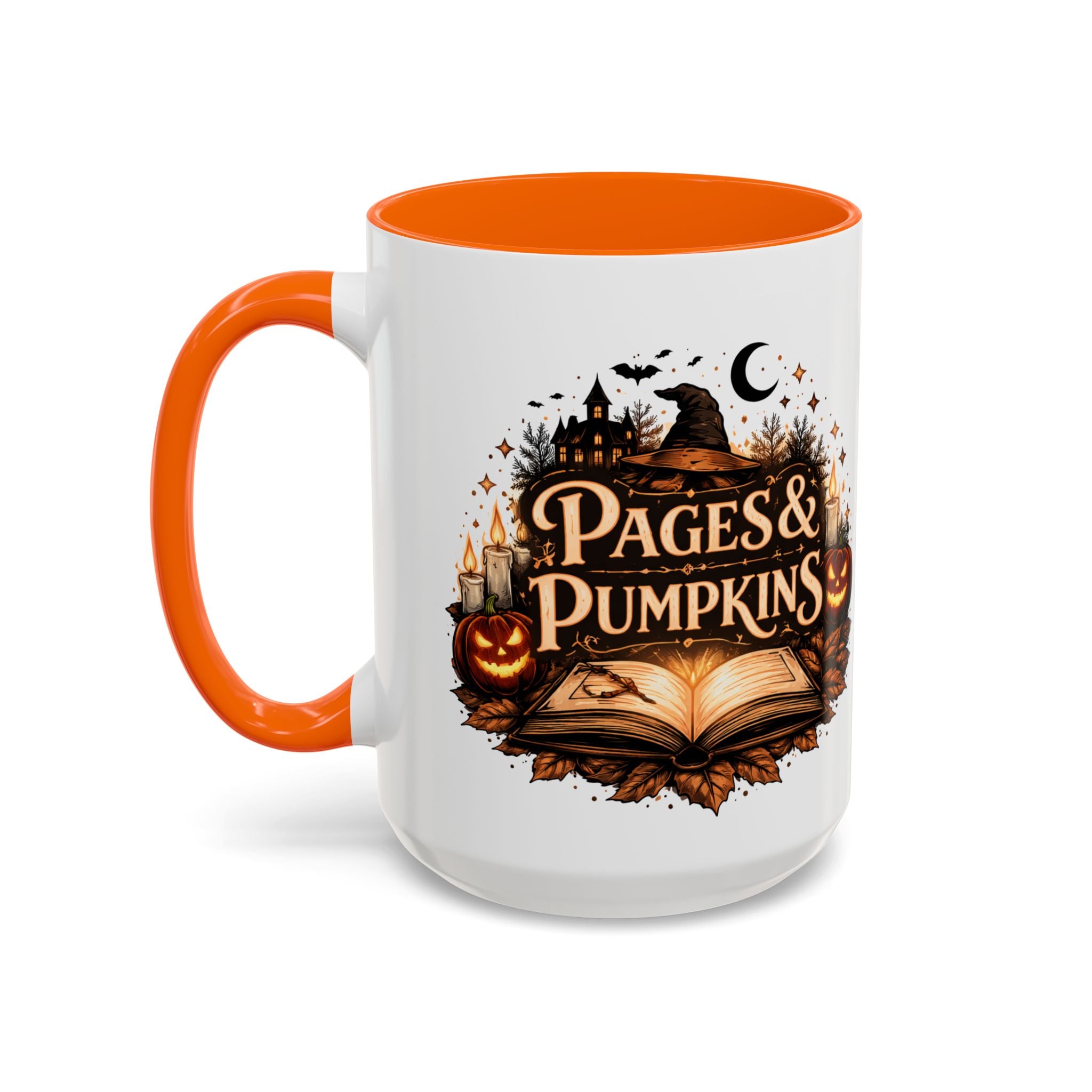 Pages & Pumpkins Coffee Dark Mug | Halloween Book Lover Mug