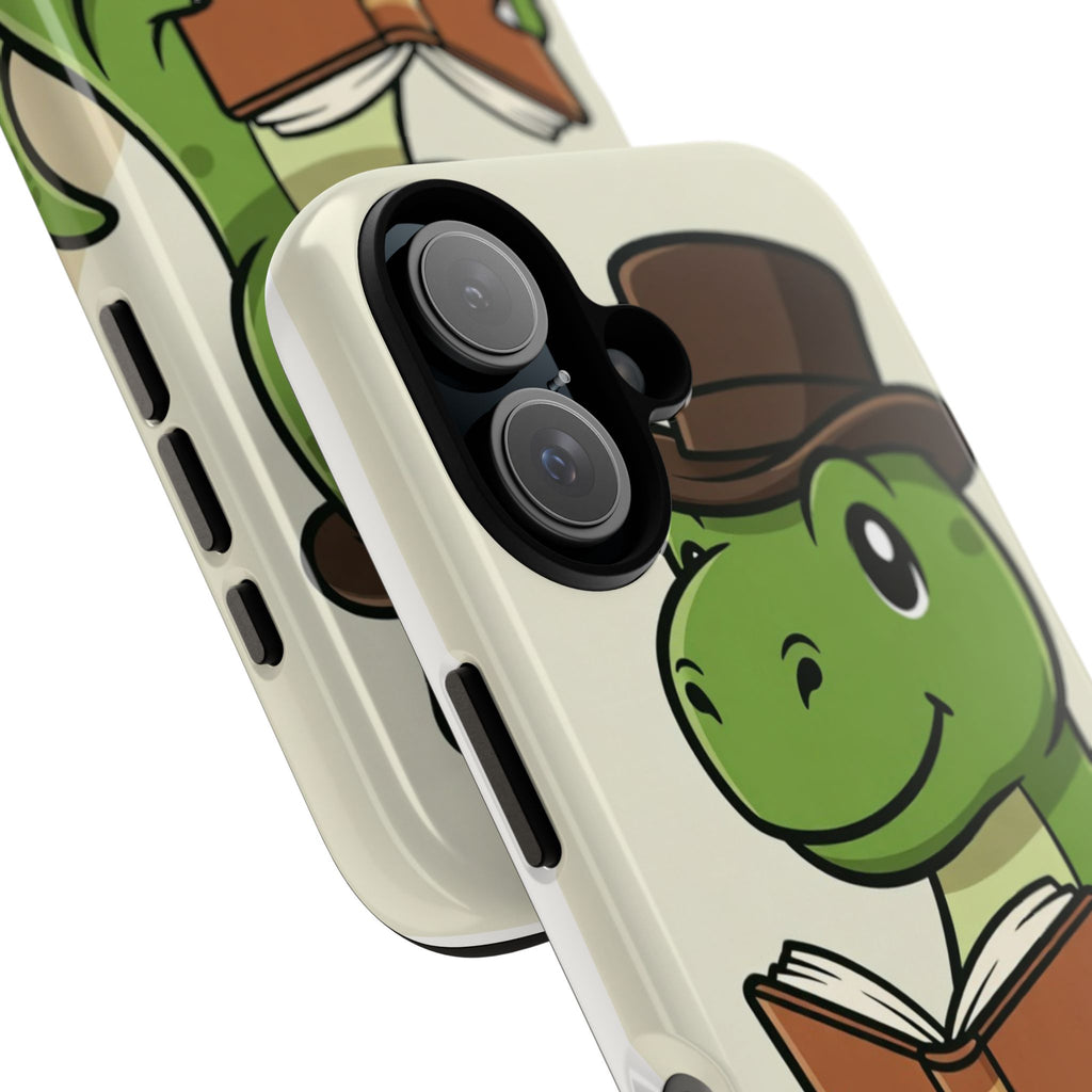 Reading Dinosaur Phone Case | Cute T-Rex with Book and Hat iPhone Case
