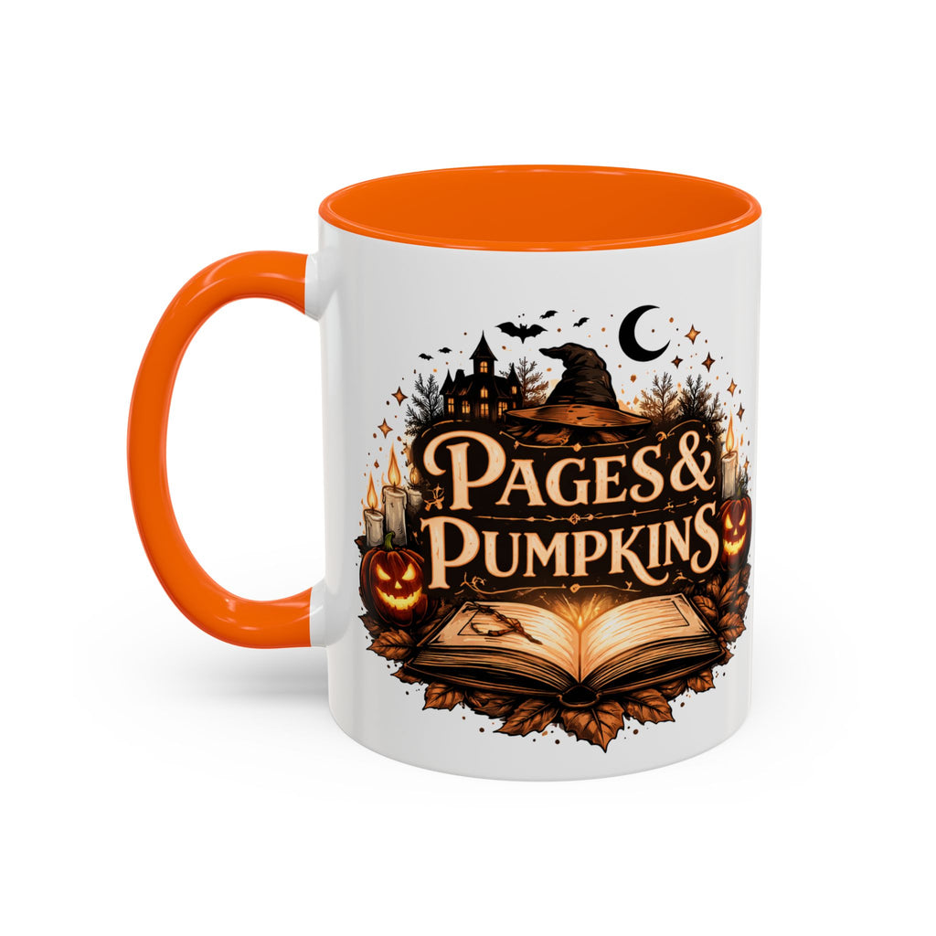 Pages & Pumpkins Coffee Dark Mug | Halloween Book Lover Mug