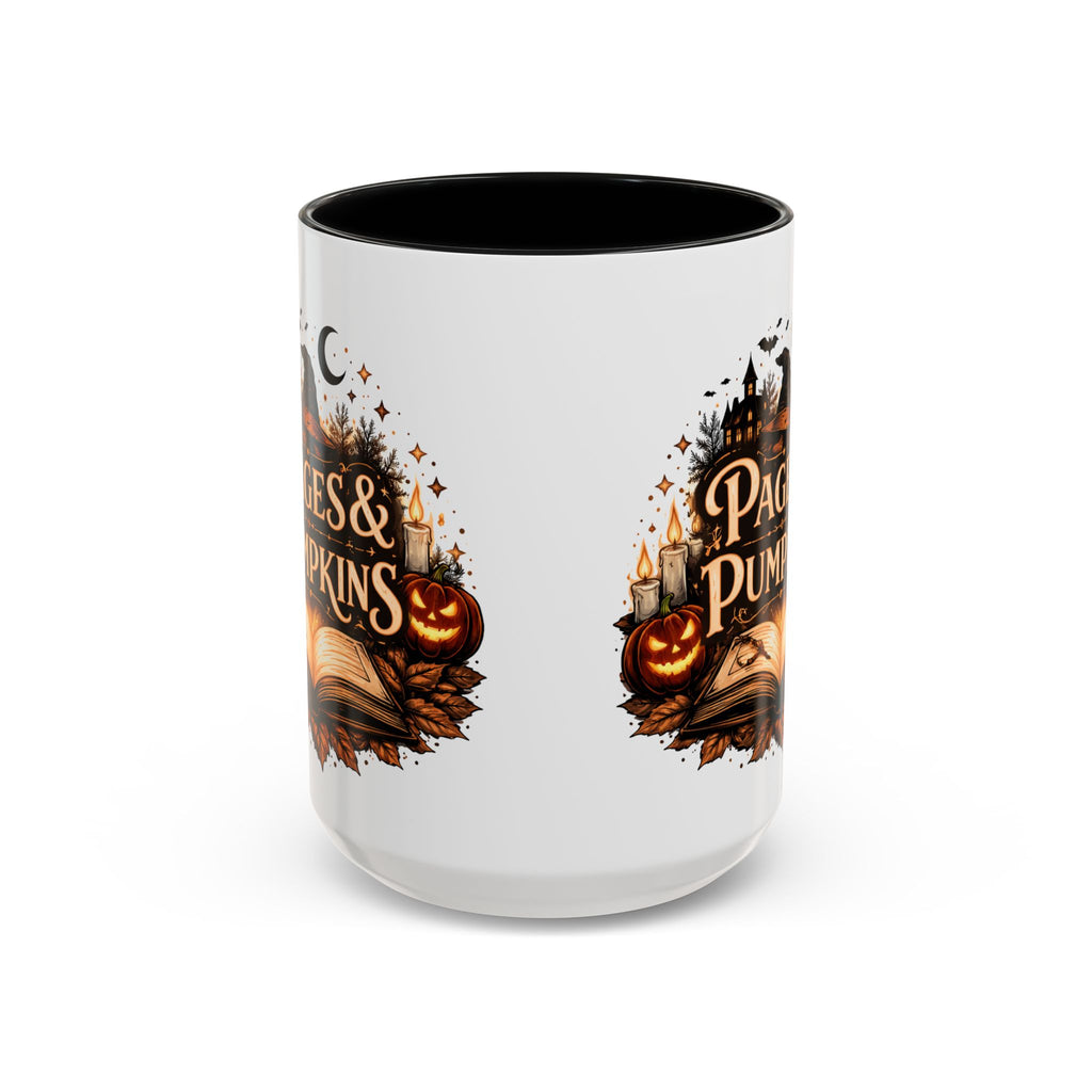 Pages & Pumpkins Coffee Dark Mug | Halloween Book Lover Mug