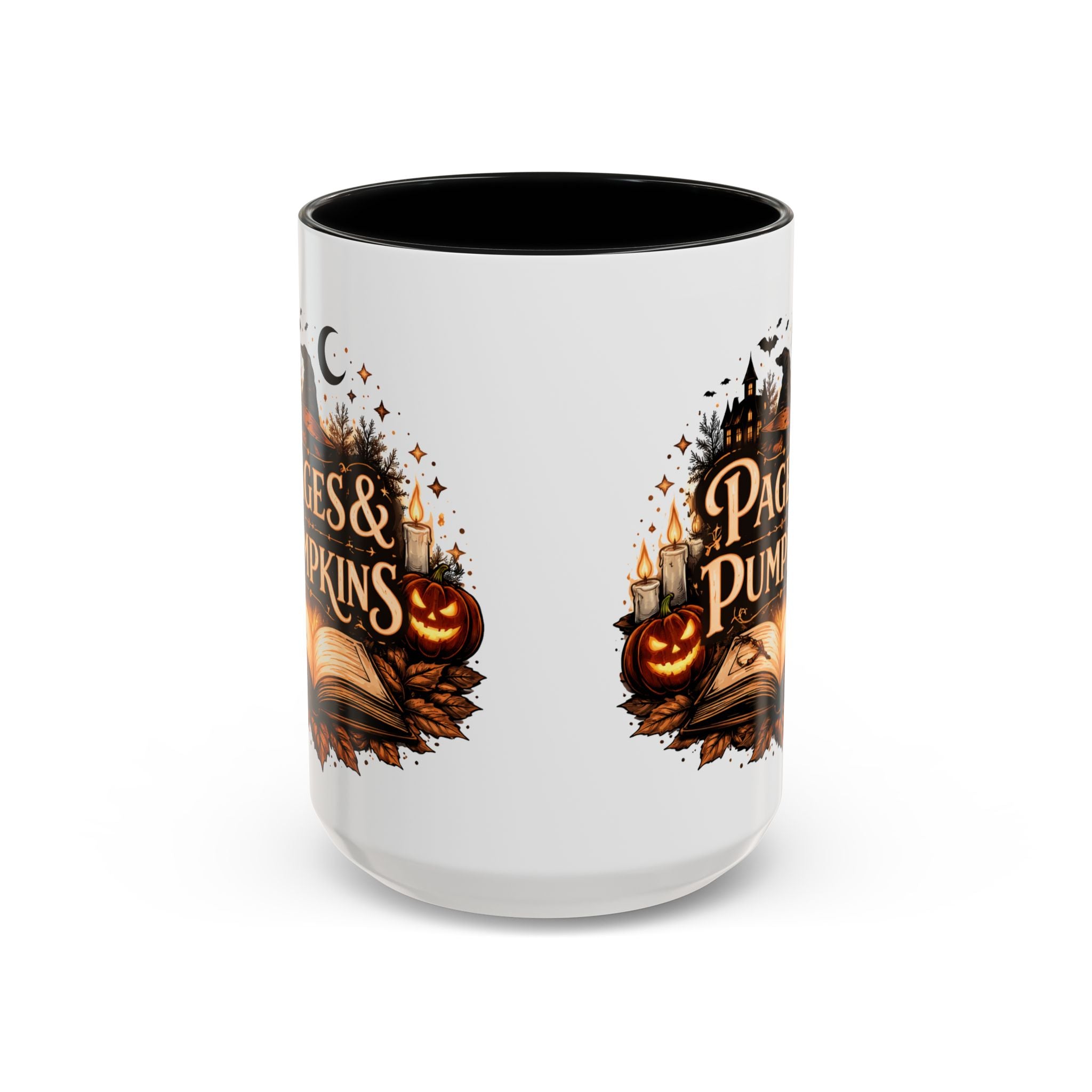 Pages & Pumpkins Coffee Dark Mug | Halloween Book Lover Mug