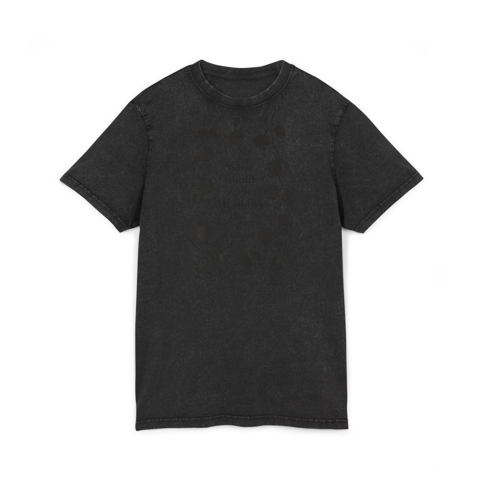 Haunting Adeline Fan Art Acid Wash Black Tee — Vintage Washed Round Neck T‑Shirt
