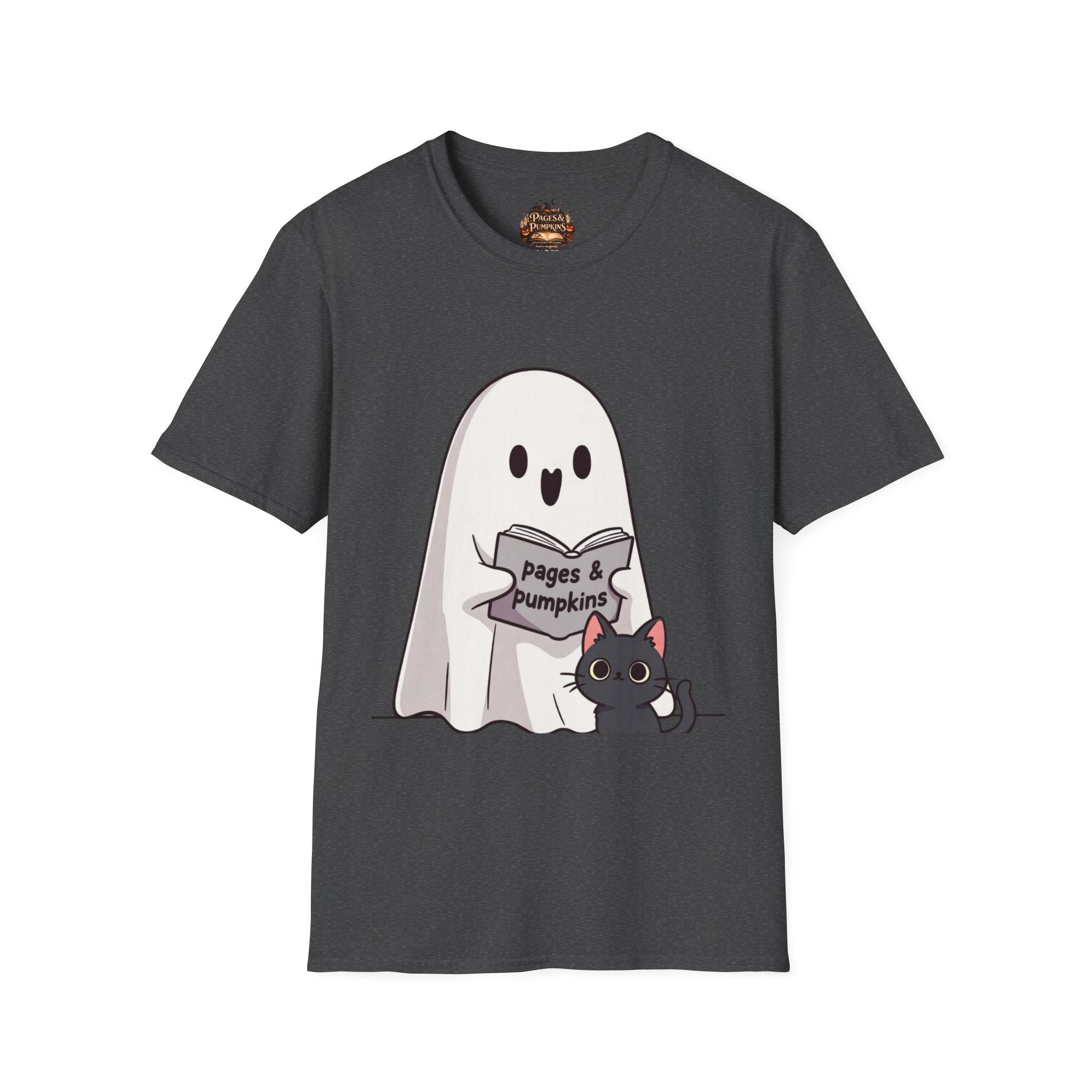 Pages & Pumpkins Boo Cat T-Shirt | Halloween book lover
