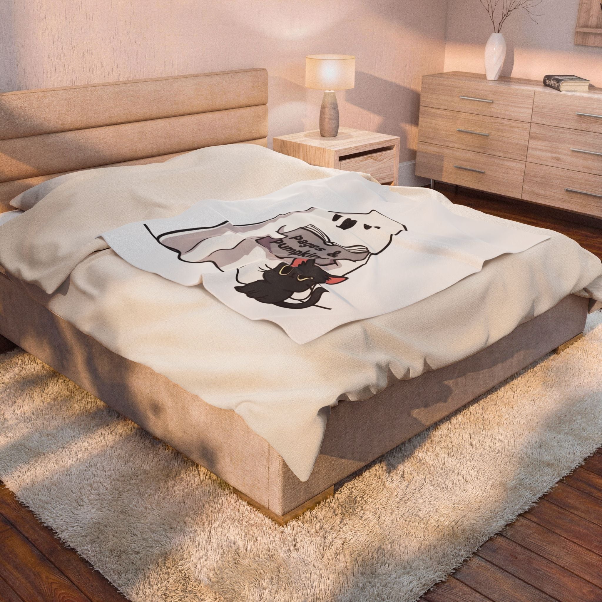 P&P Boo Cat Velveteen Plush Blanket