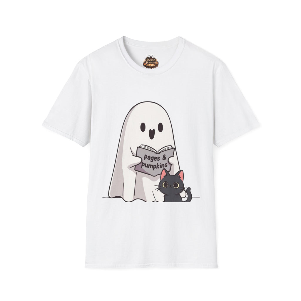 Pages & Pumpkins Boo Cat T-Shirt | Halloween book lover