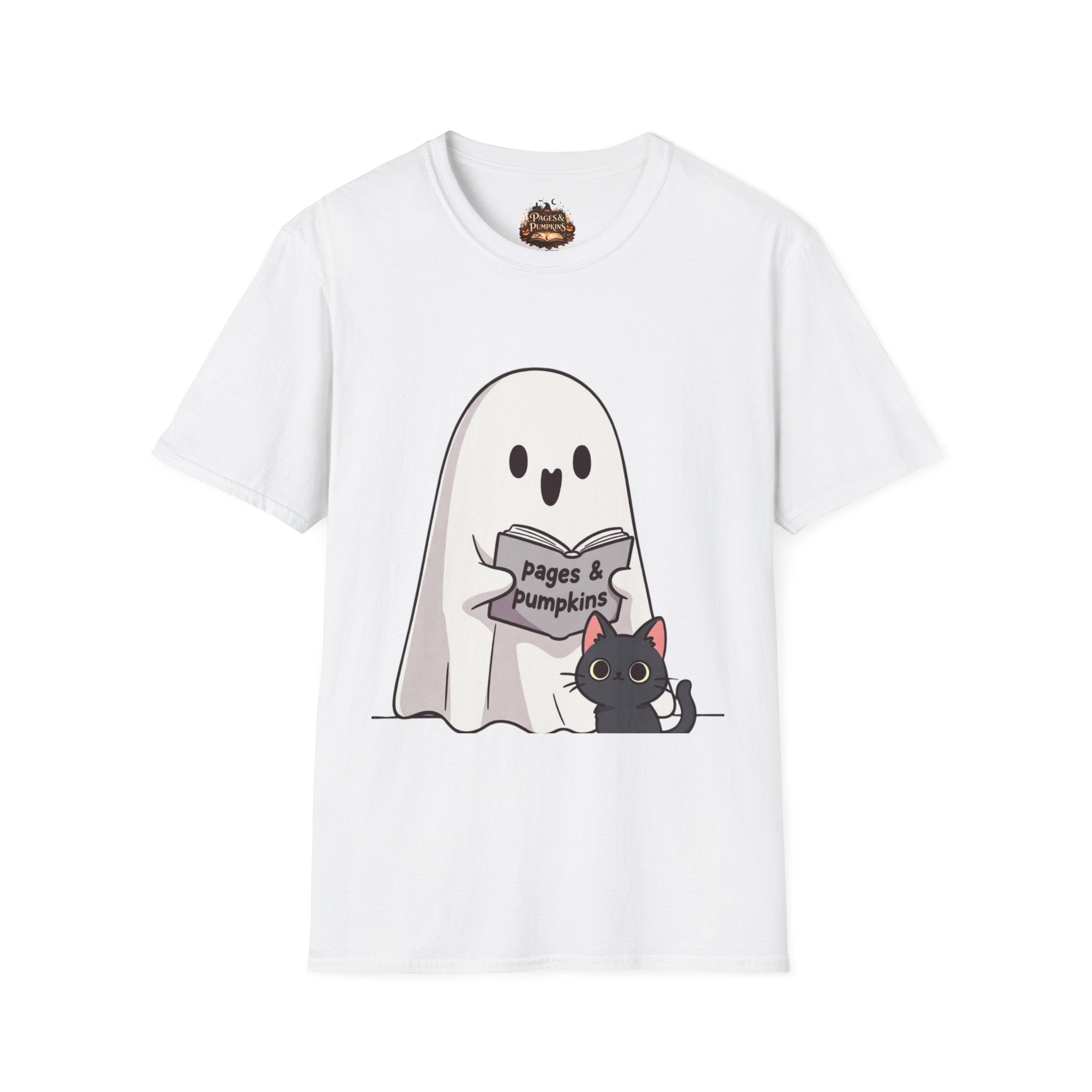 Pages & Pumpkins Boo Cat T-Shirt | Halloween book lover