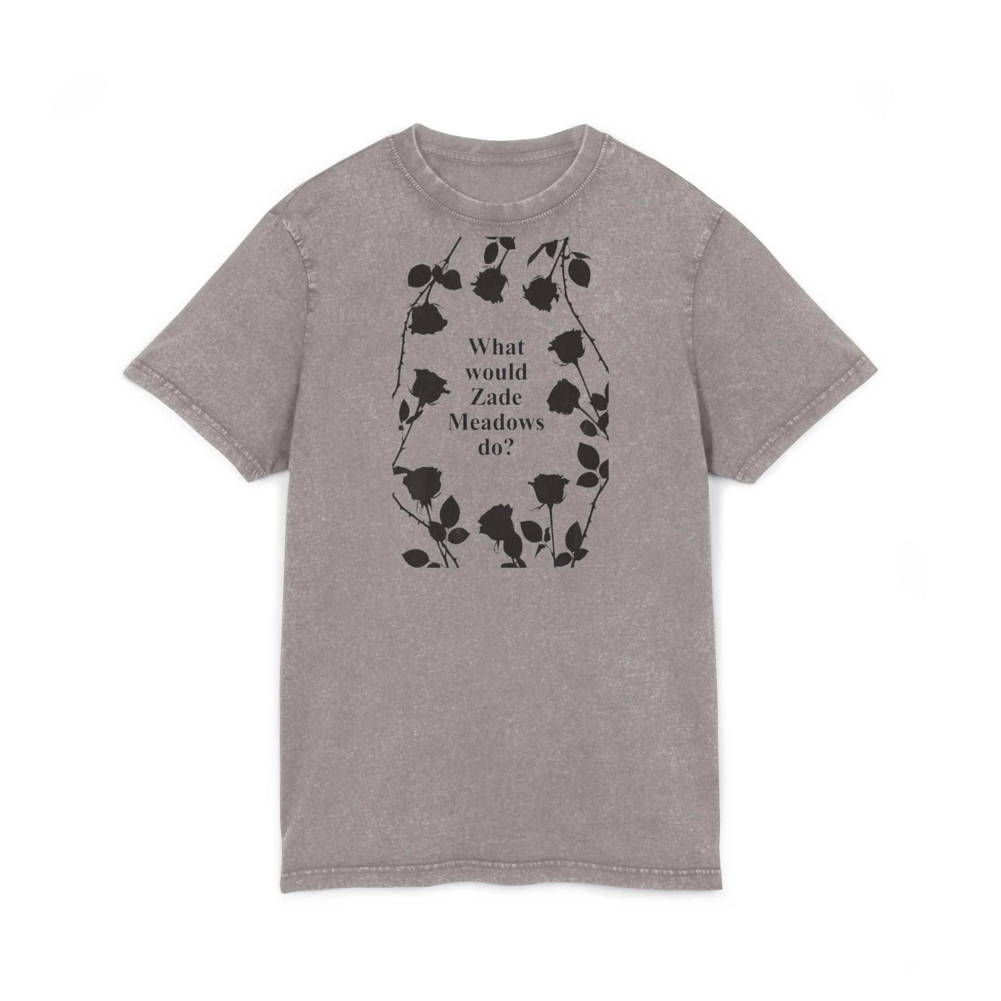 Haunting Adeline Fan Art Acid Wash Black Tee — Vintage Washed Round Neck T‑Shirt