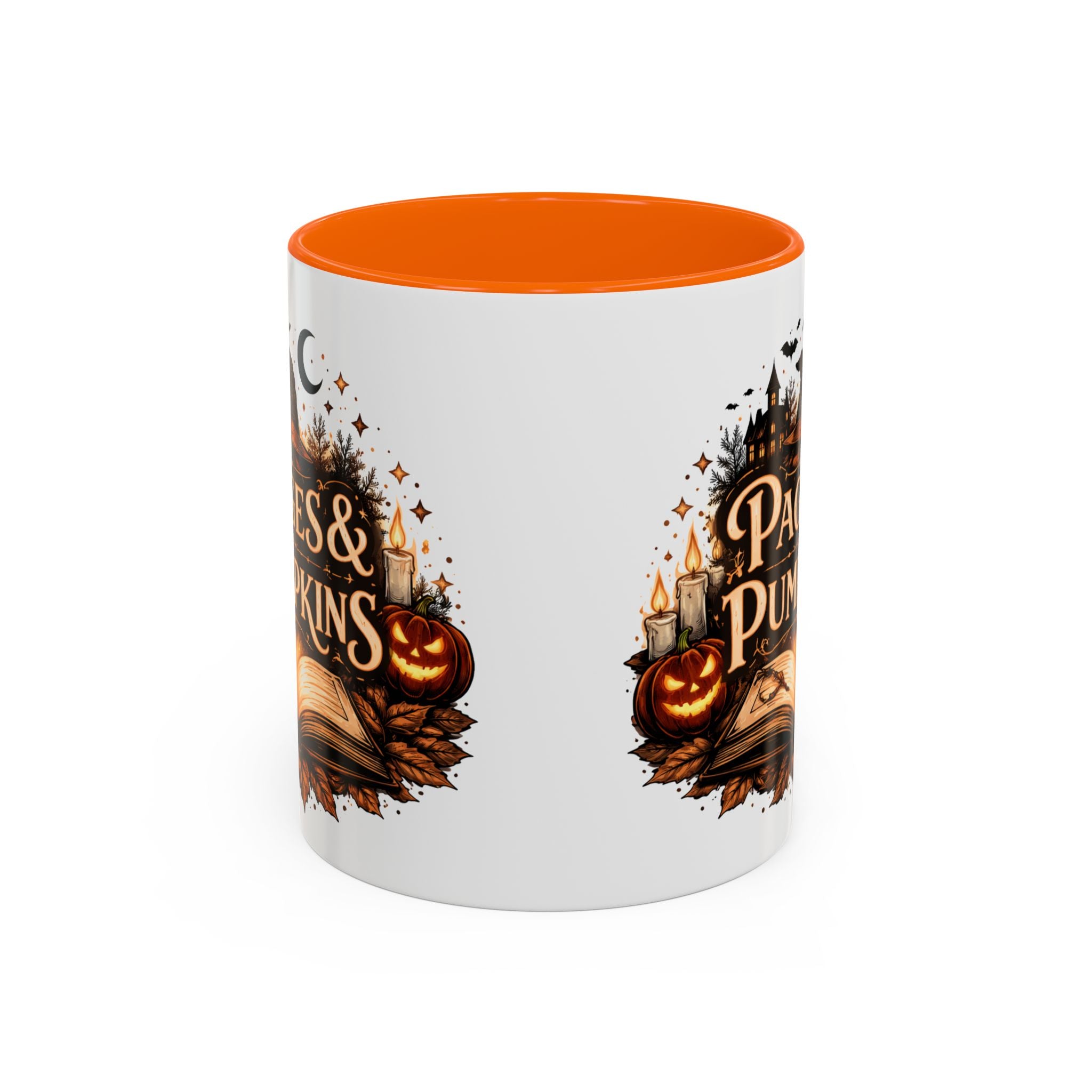 Pages & Pumpkins Coffee Dark Mug | Halloween Book Lover Mug