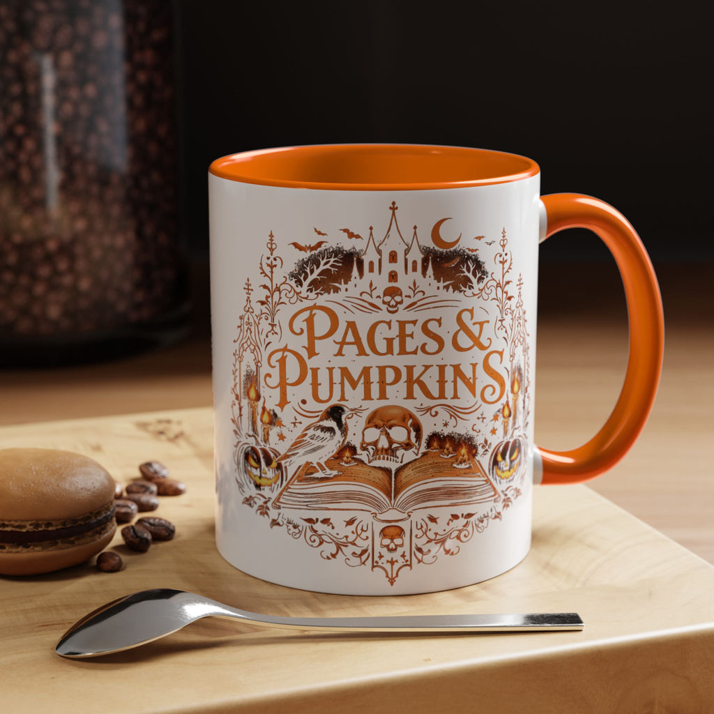 Pages & Pumpkins Coffee Mug | Halloween Book Lover Mug