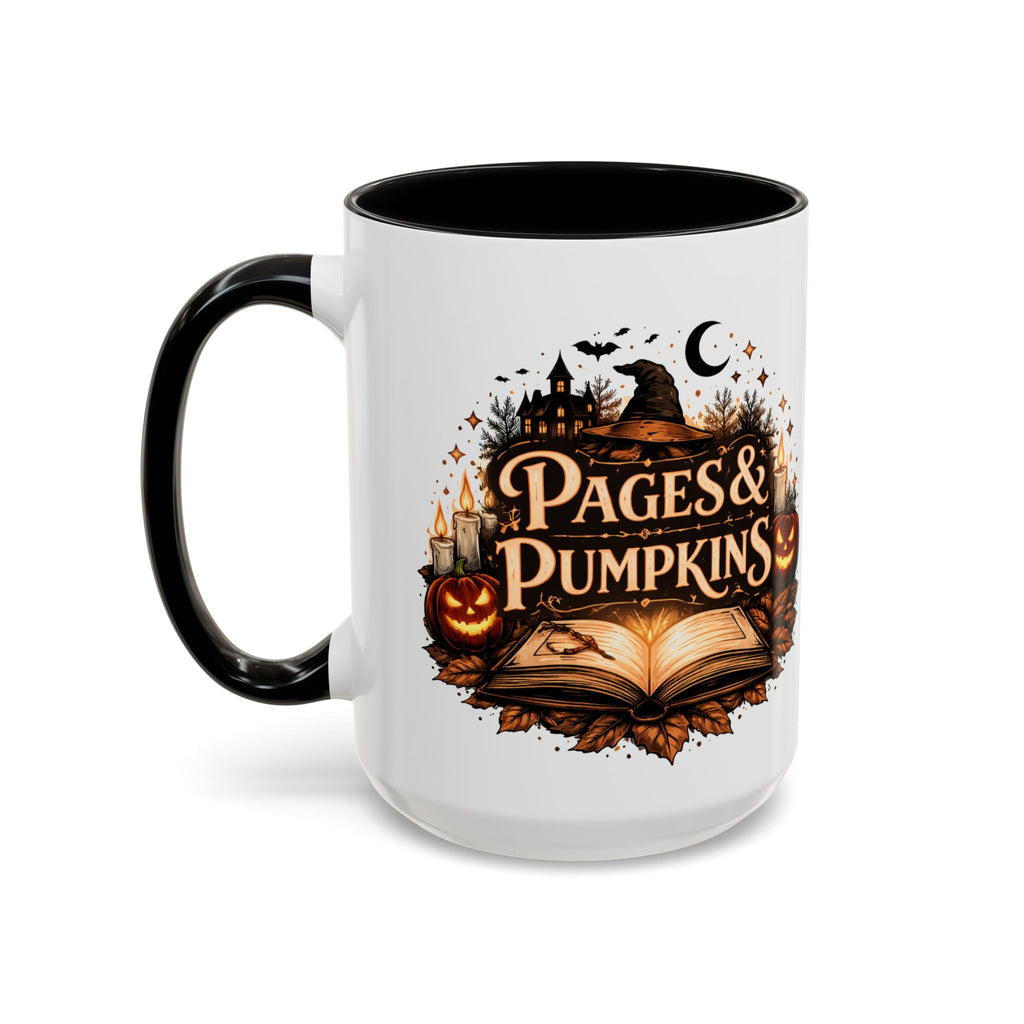 Pages & Pumpkins Coffee Dark Mug | Halloween Book Lover Mug