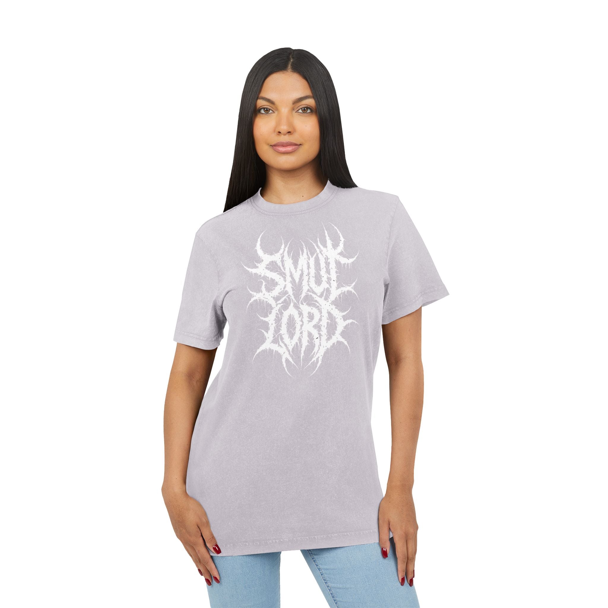 SL Acid-Washed Tee — "Smut Lord" Black Metal Band Shirt