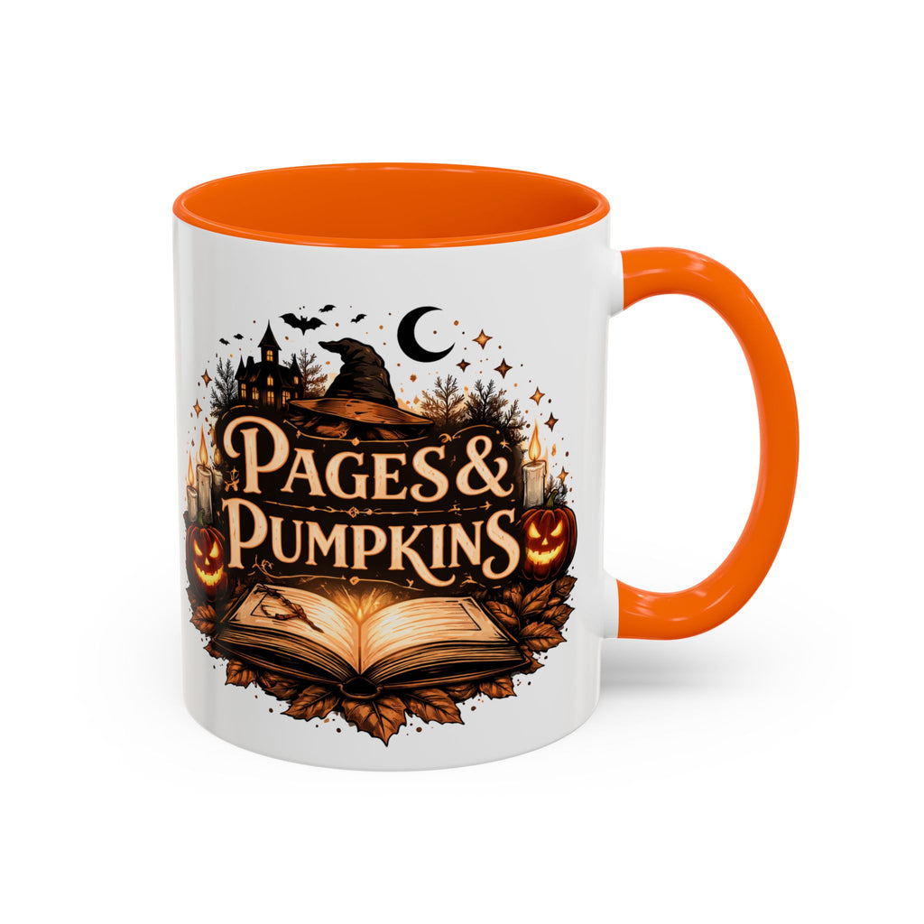 Pages & Pumpkins Coffee Dark Mug | Halloween Book Lover Mug