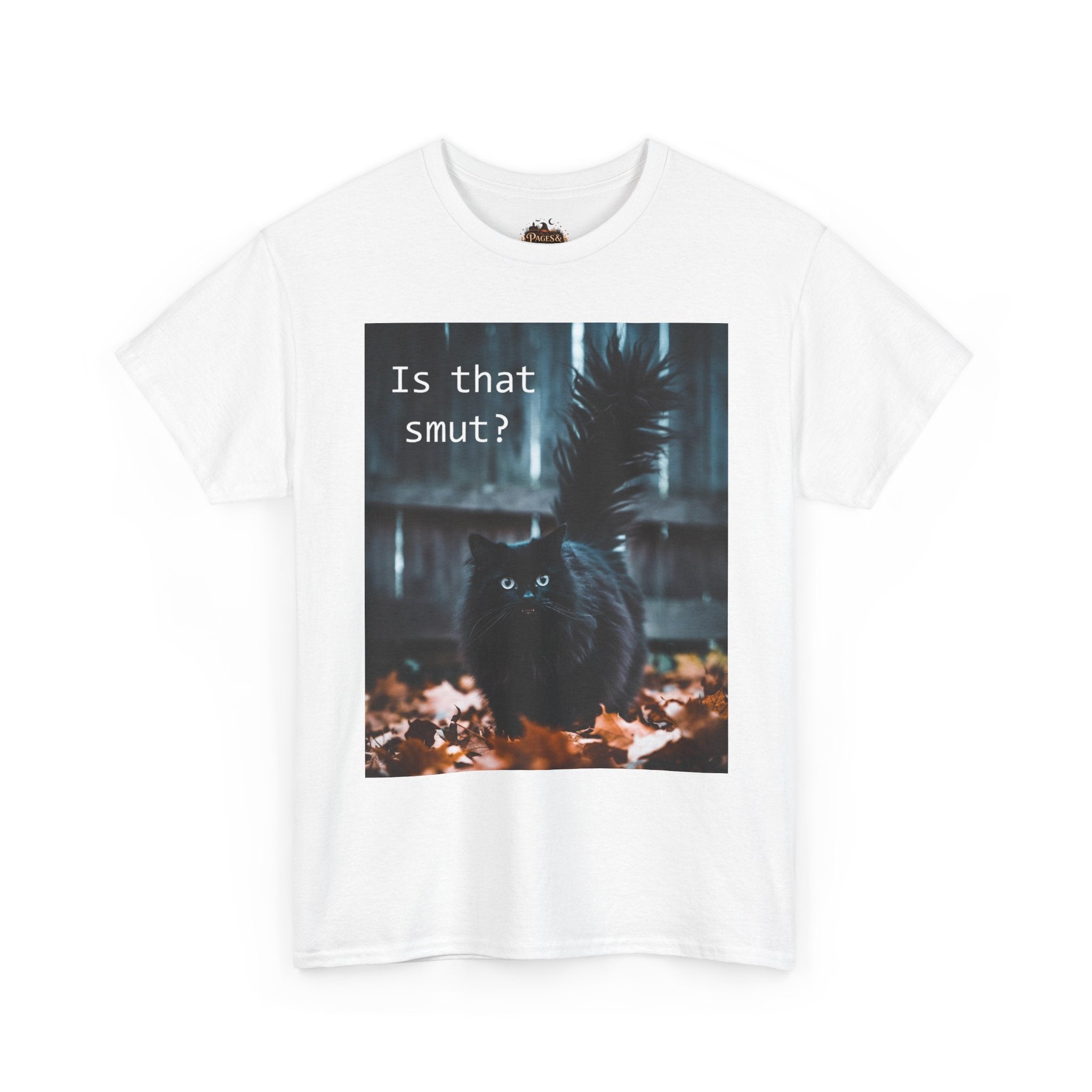 Is That Smut? Cat Photo T-Shirt | Black Cat, Autumn Leaves, Funny