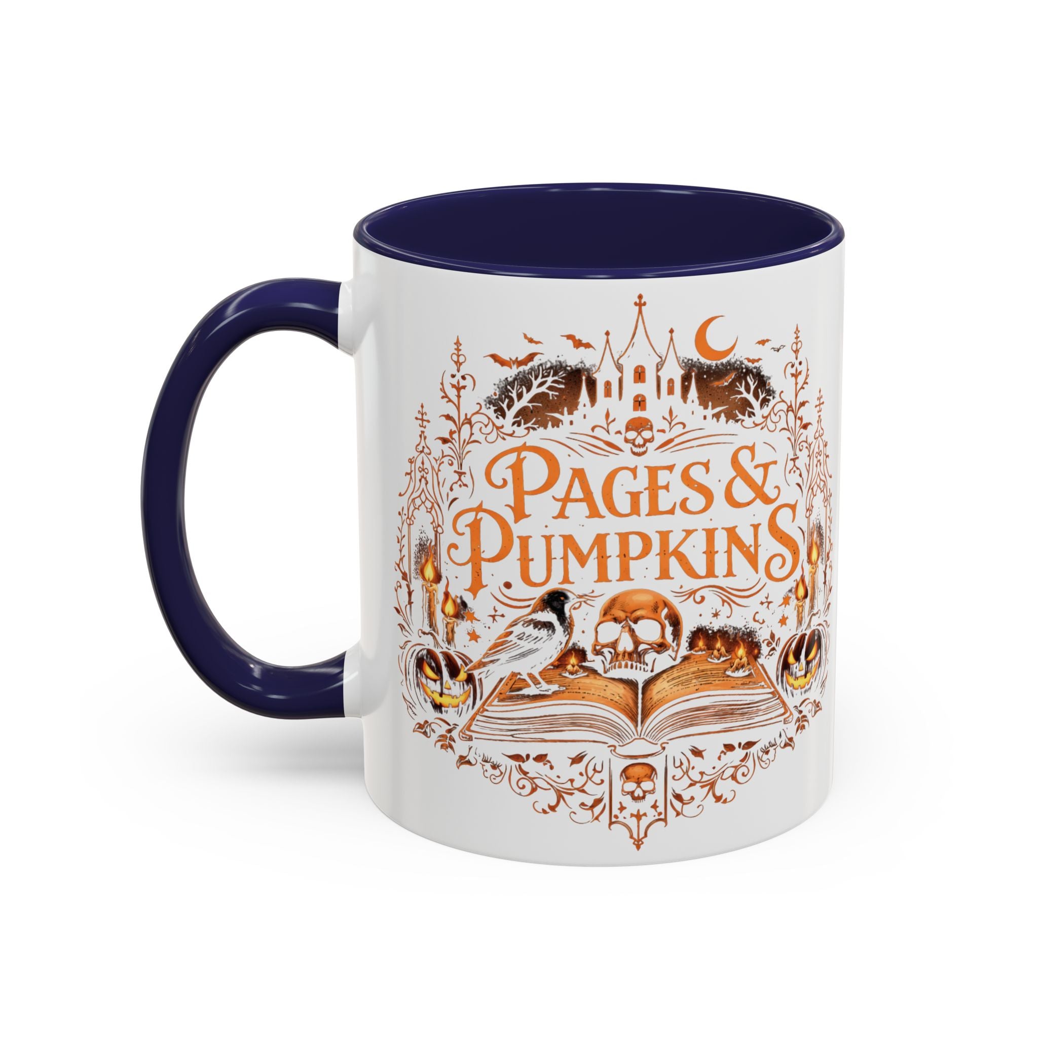 Pages & Pumpkins Coffee Mug | Halloween Book Lover Mug