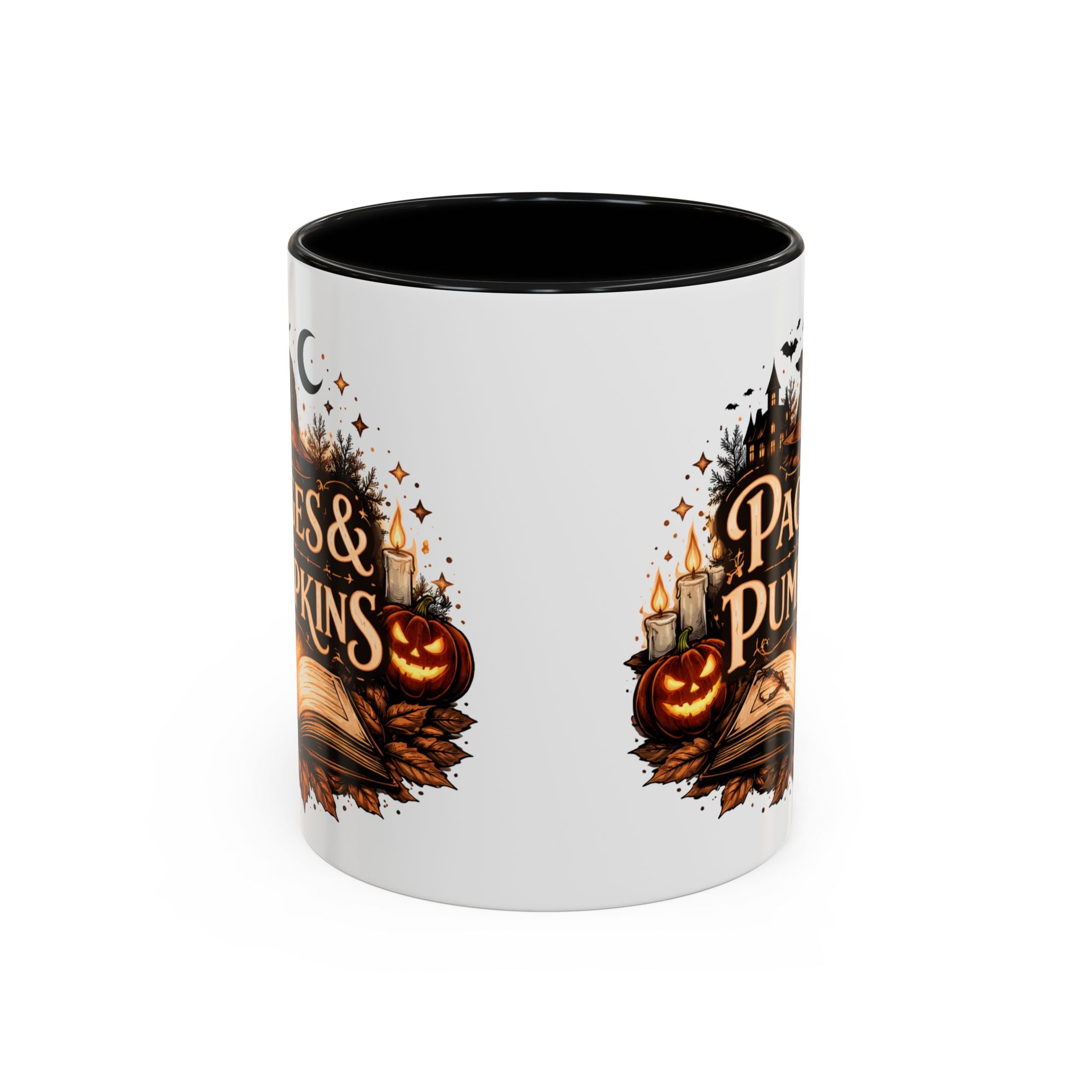 Pages & Pumpkins Coffee Dark Mug | Halloween Book Lover Mug