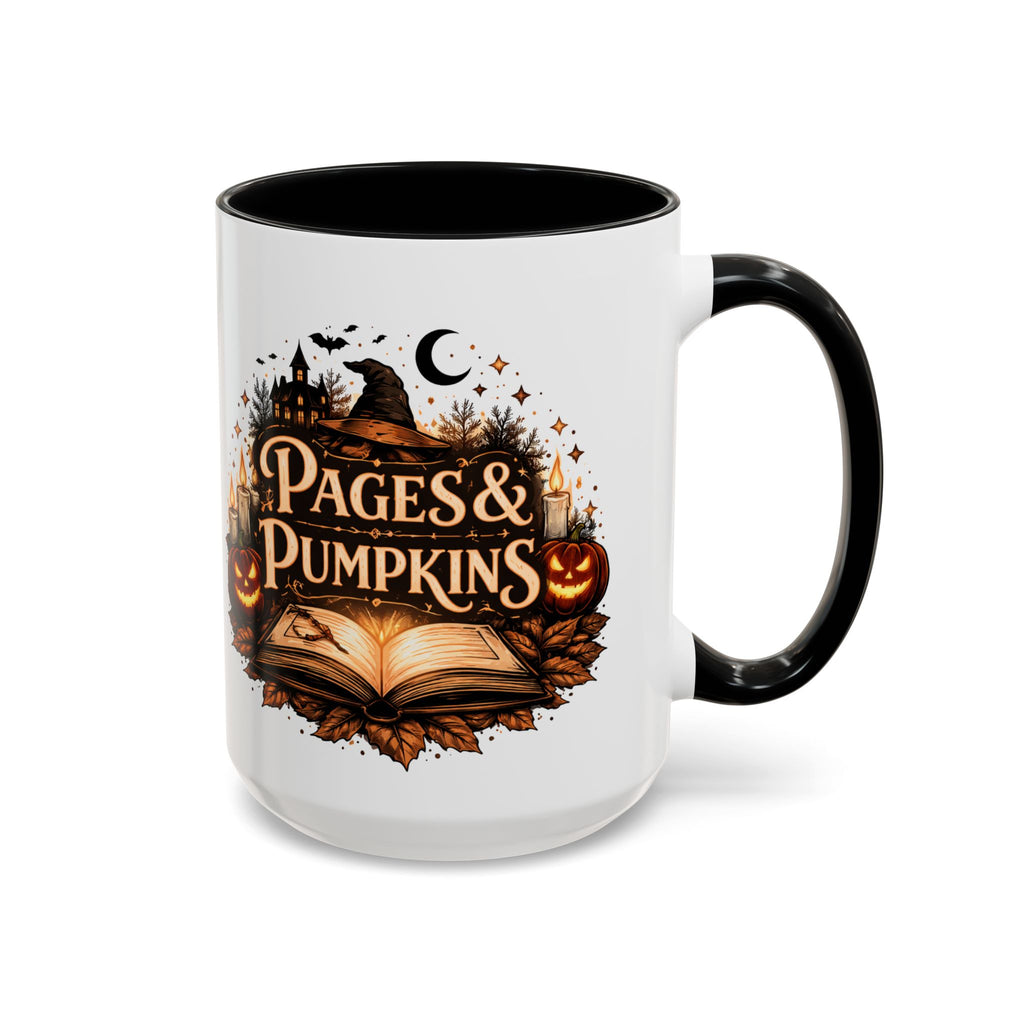 Pages & Pumpkins Coffee Dark Mug | Halloween Book Lover Mug