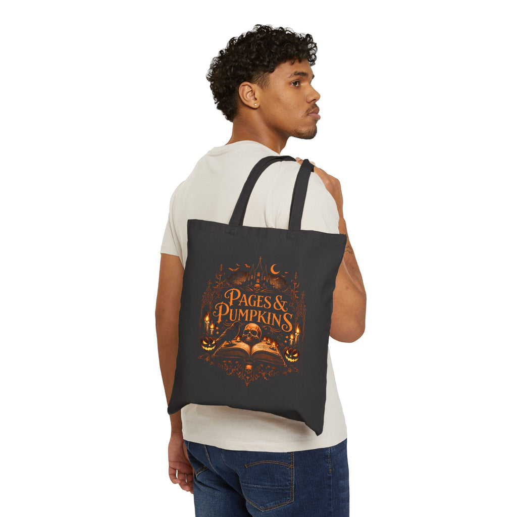 Pages & Pumpkins Light Tote Bag | Autumn reading, Halloween book lover design
