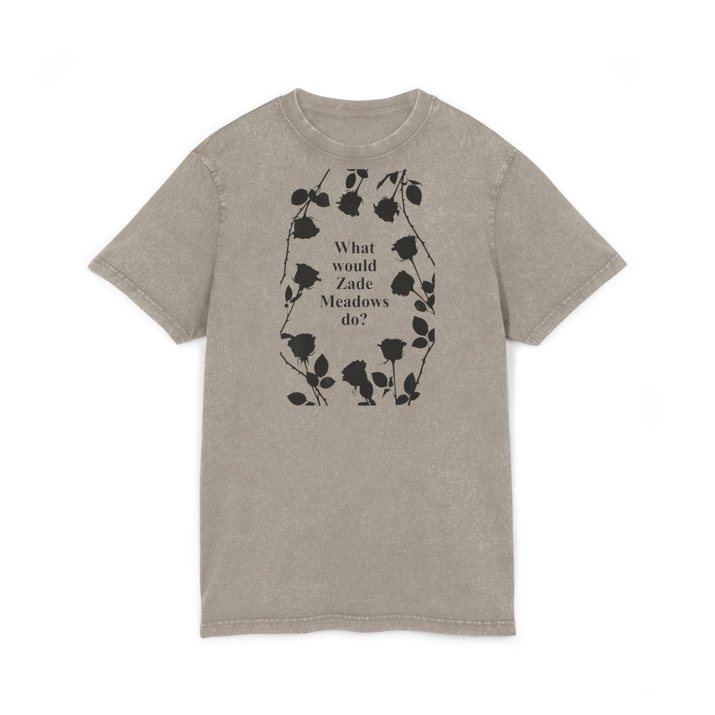 Haunting Adeline Fan Art Acid Wash Black Tee — Vintage Washed Round Neck T‑Shirt