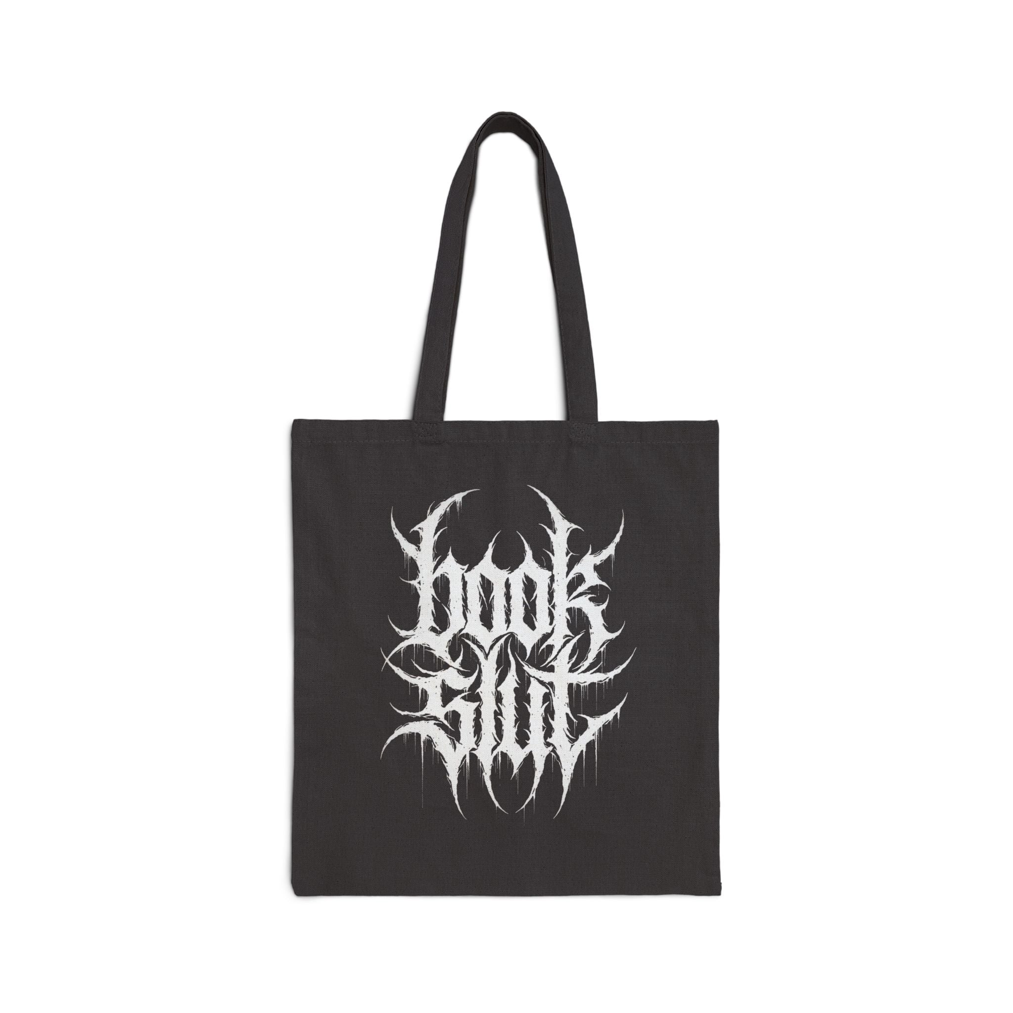 BS Black Metal Logo Tote | Gothic Deathcore Band Artwork, White Distressed Emblem