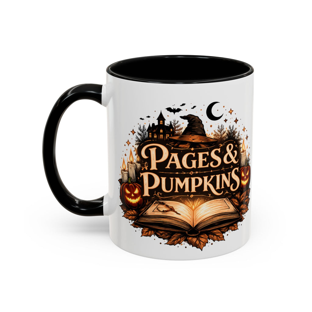 Pages & Pumpkins Coffee Dark Mug | Halloween Book Lover Mug