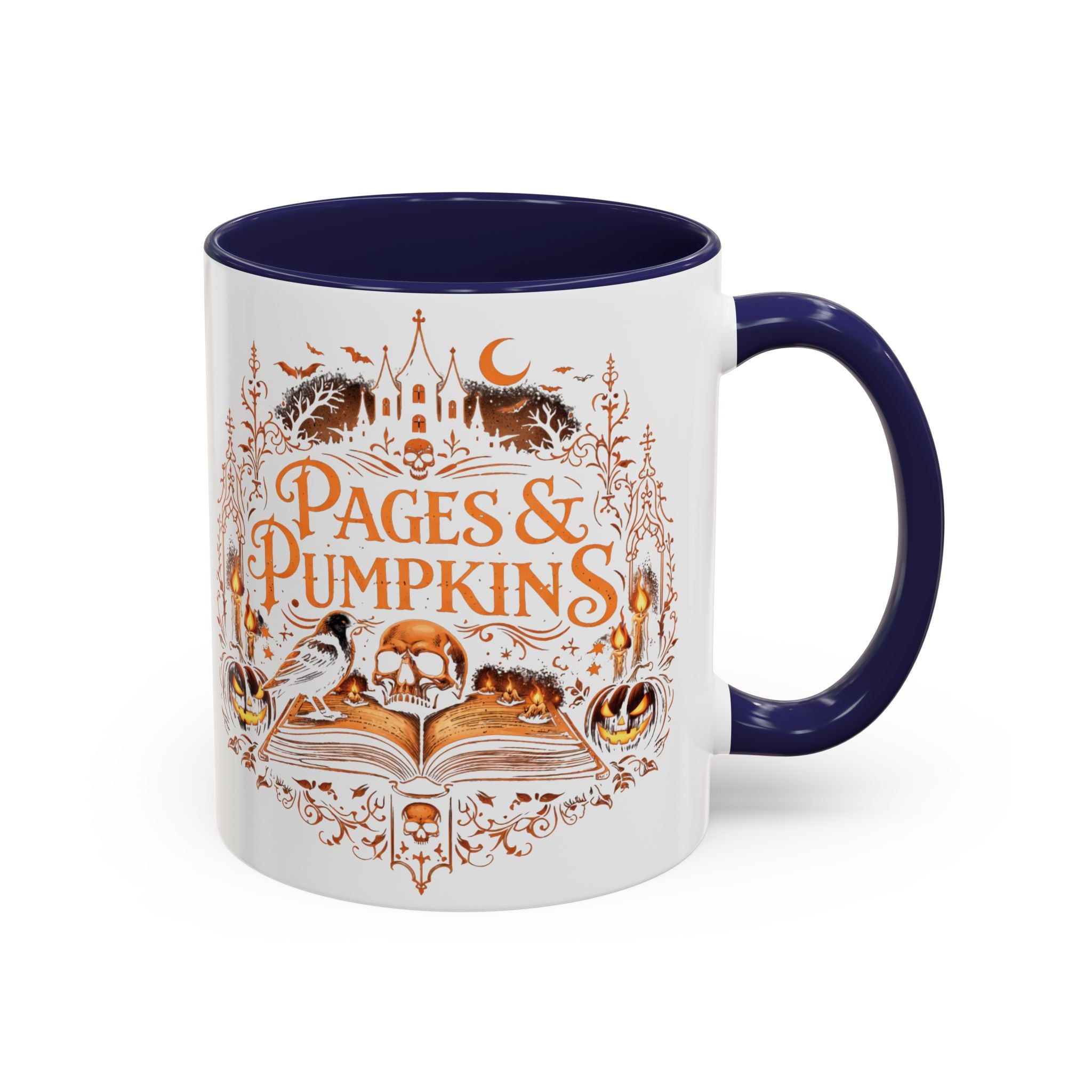 Pages & Pumpkins Coffee Mug | Halloween Book Lover Mug