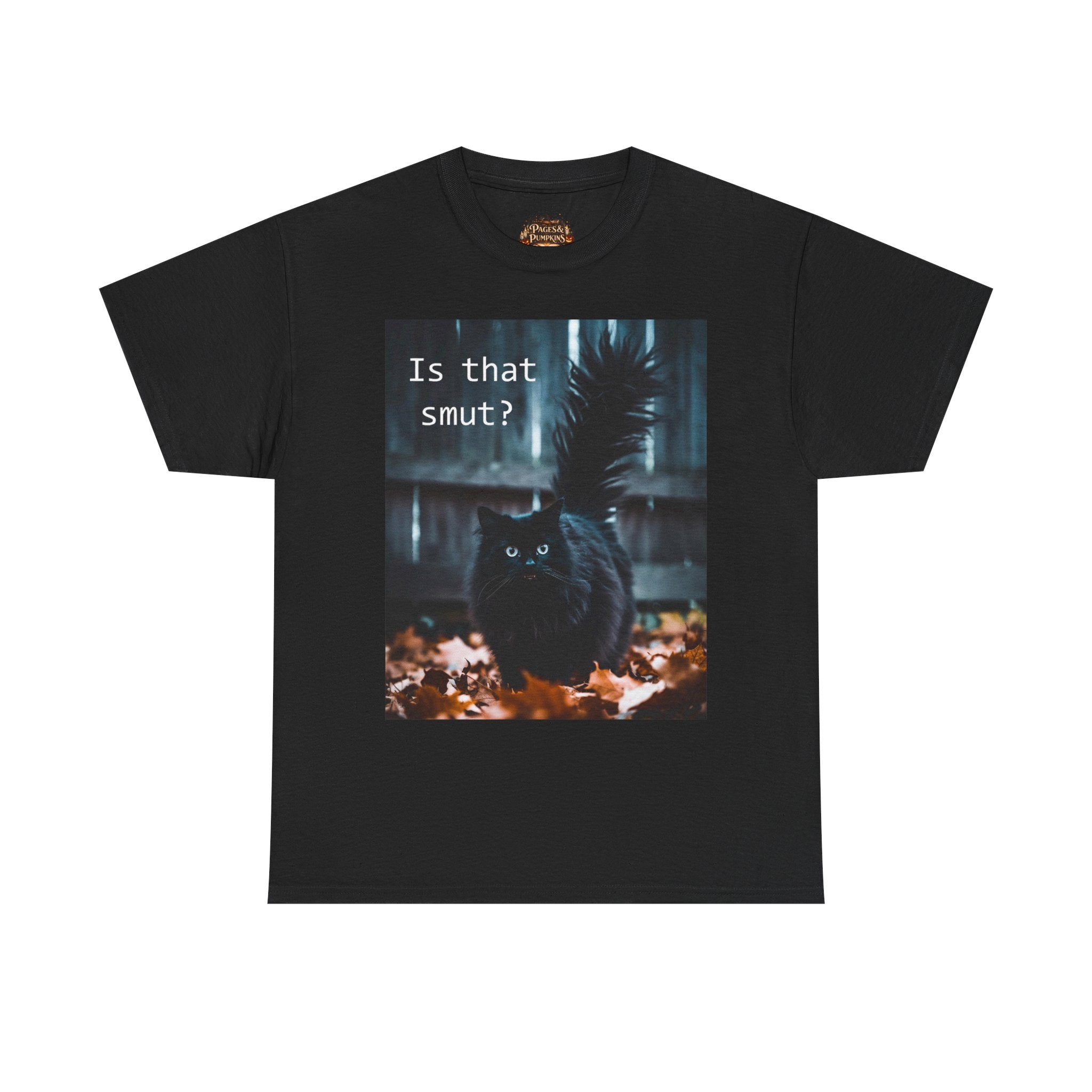 Is That Smut? Cat Photo T-Shirt | Black Cat, Autumn Leaves, Funny