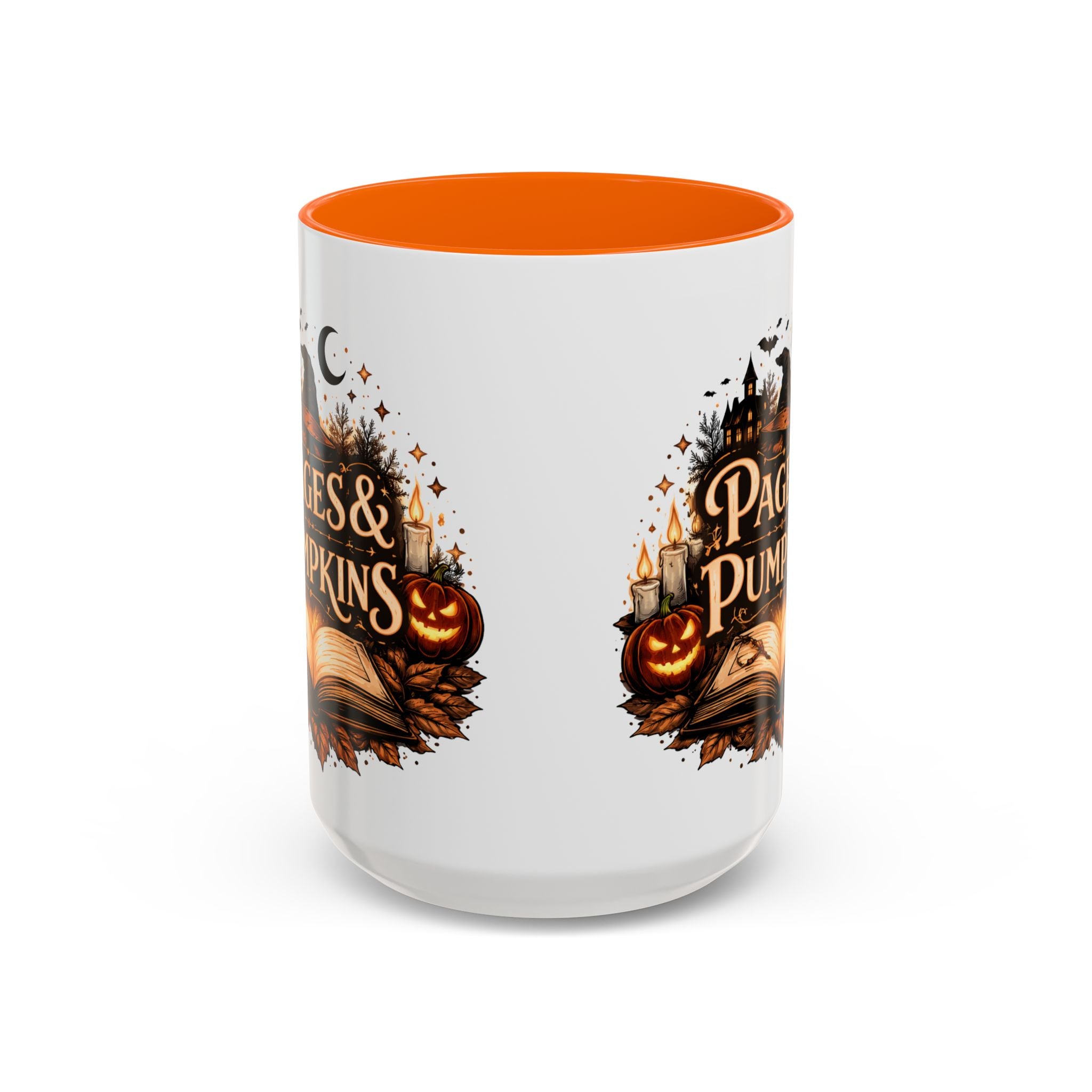 Pages & Pumpkins Coffee Dark Mug | Halloween Book Lover Mug