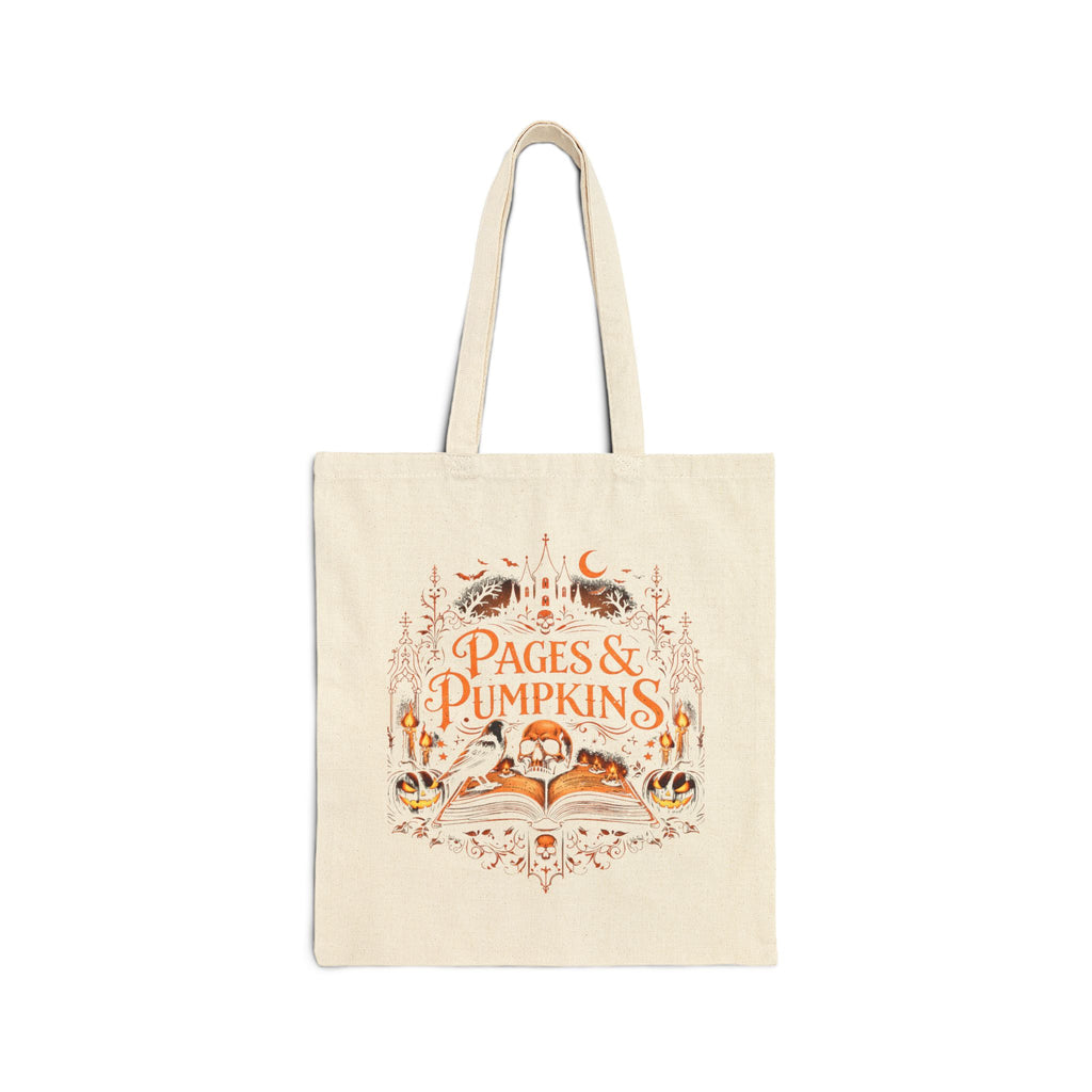 Pages & Pumpkins Light Tote Bag | Autumn reading, Halloween book lover design