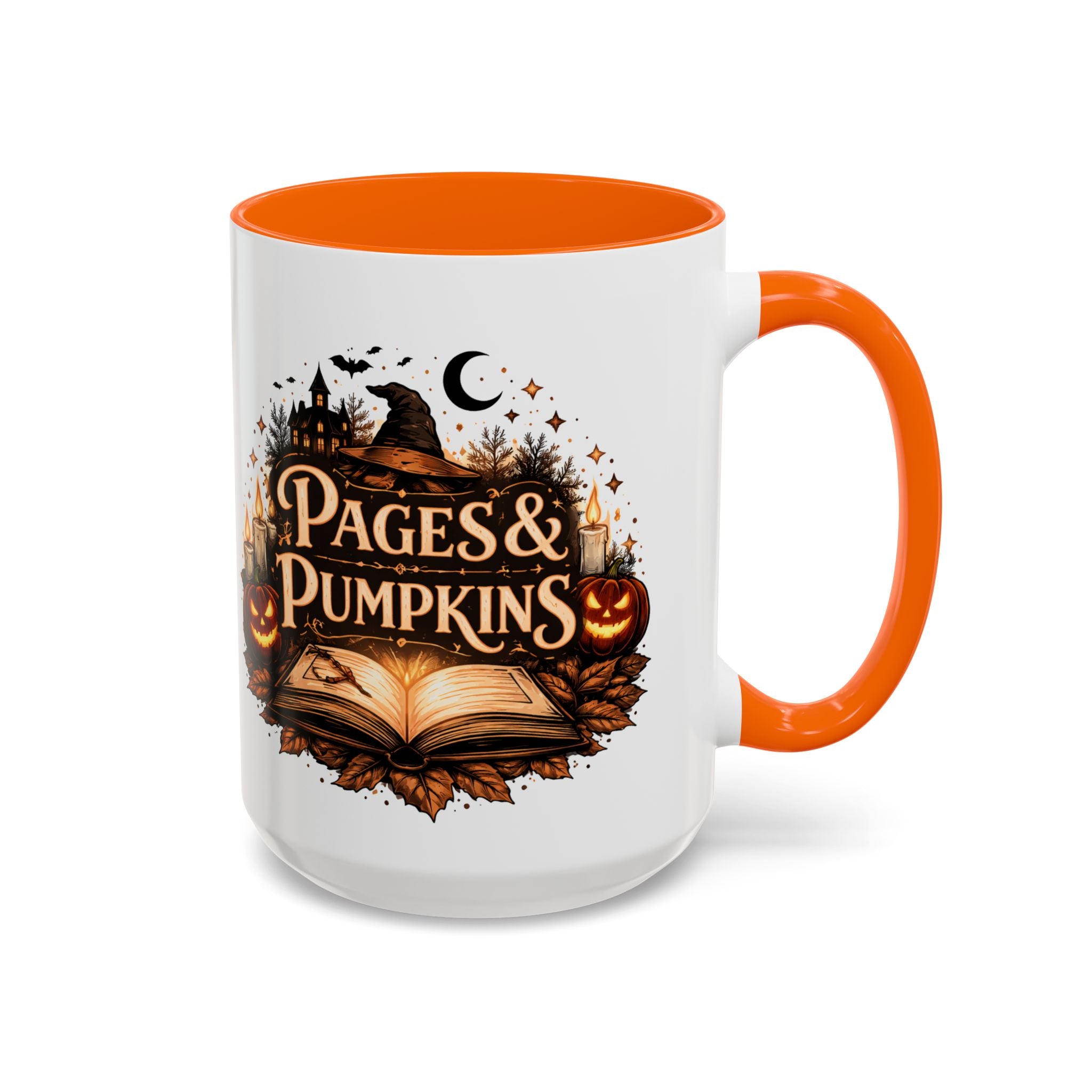 Pages & Pumpkins Coffee Dark Mug | Halloween Book Lover Mug