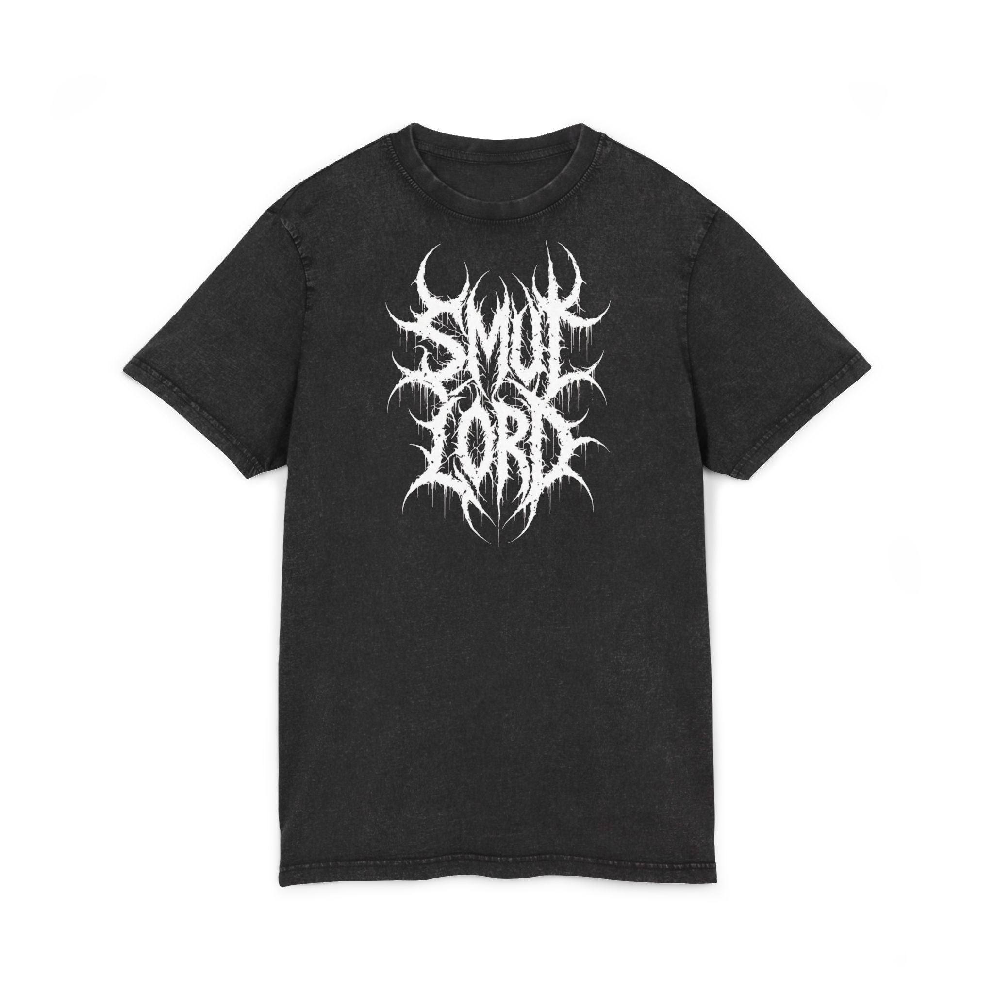 SL Acid-Washed Tee — "Smut Lord" Black Metal Band Shirt