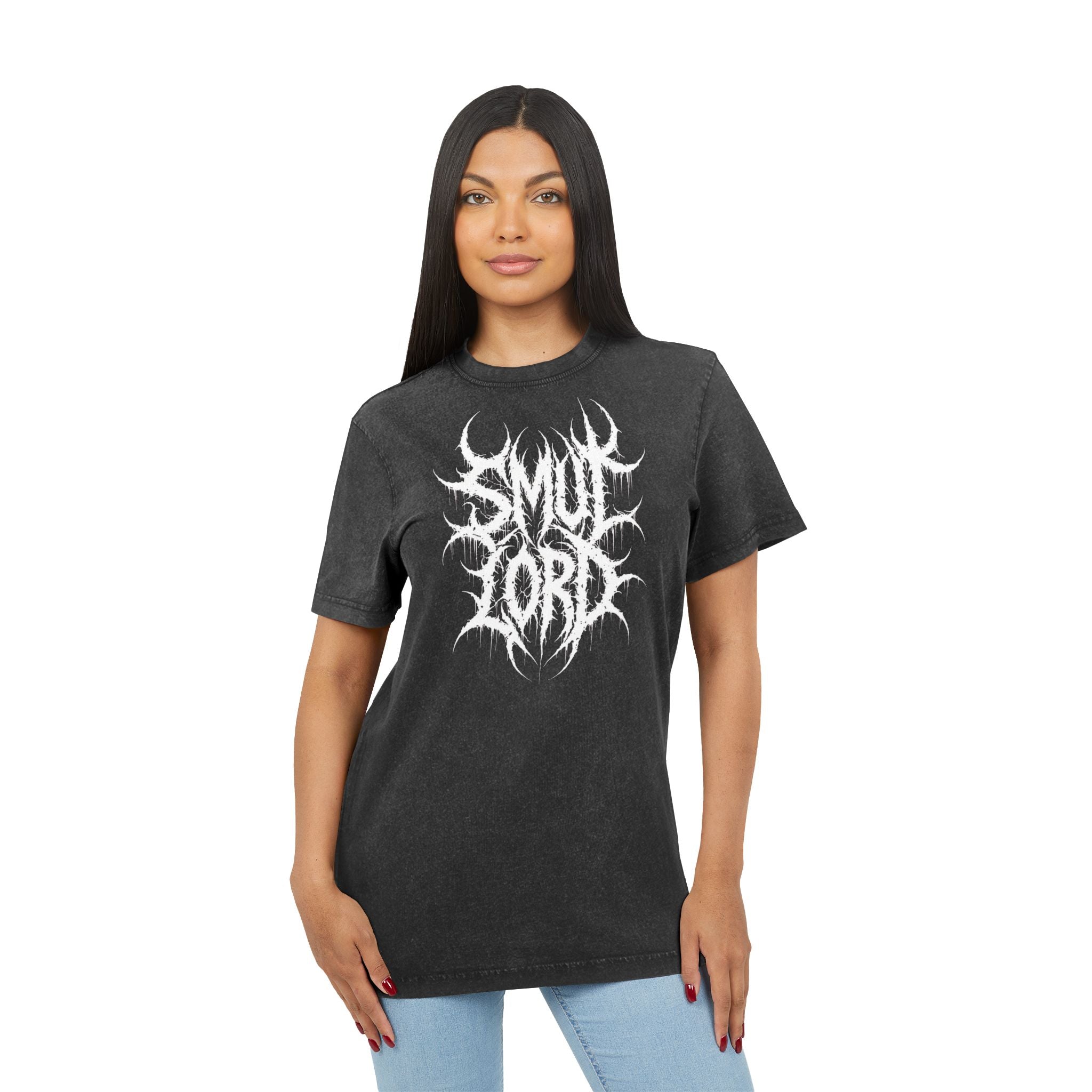 SL Acid-Washed Tee — "Smut Lord" Black Metal Band Shirt